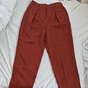 RW&CO. Pleated High-Waist Trousers in Brick Red
